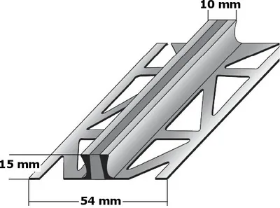 Produktbild von Fliesenprofil "Overvecht" Dehnungsfugenprofil / Trennschiene für Fliesen mit grauer Silikoneinlage, Höhe: 2 - 25 mm, Breite: 54 mm, aus Aluminium-aluminiumfarbend-15 mm