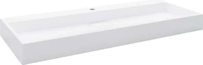 A white rectangular sink on a white background.