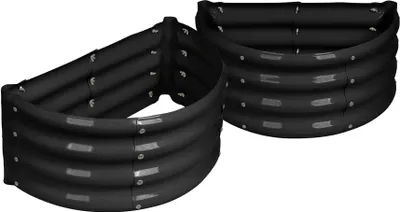 Produktbild von Halbrunde Hochbeete aus verzinktem Stahl – 60 cm x 30 cm – Anthrazit – 2er-Pack
