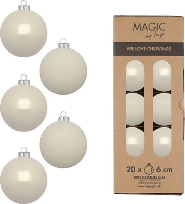 Produktbild von Weihnachtskugeln Glas 6cm 20 Stück - Blanched Almond