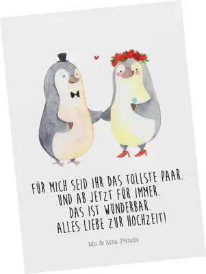 Produktbild von Mr. & Mrs. Panda Postkarte Hochzeit Pinguin - Weiß - Geschenk, Ansichtskarten, Hochzeitsgeschenk, Hochzeitstag, Hochzeitskarte, Ansichtskarte, Postkarten, Grußkarte
