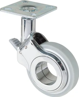 Zdjęcie produktu dla Kółka BS Kółko skrętne z hamulcem Średnica 60 mm Nośność 50 kg Płytka poliuretanowa 47x47 mm - F383.060
