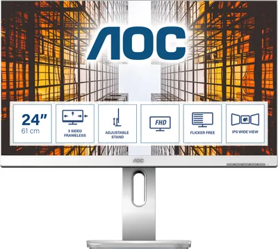 AOC monitor with feature callouts.