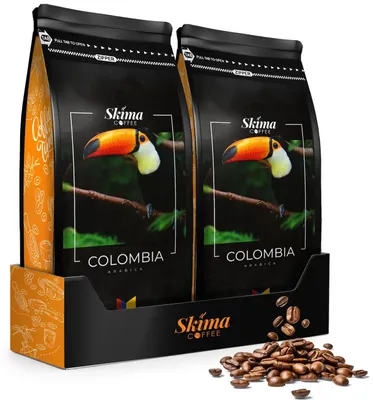 Produktbild von Kaffeebohnen 2 x 1 kg KOLUMBIEN 100 % Arabica frisch geröstet für Vollautomaten + Tassenuntersetzer