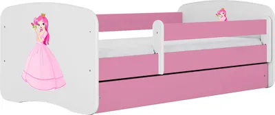 Produktbild von Kinderbett Rosa 70x140 80x160 80x180 cm – mit Matratze, Rausfallschutz und Schublade – Jugendbett für Mädchen – Stabil und Sicher – Prinzessin – 180x80 cm