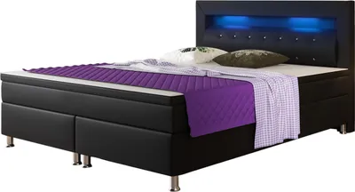 Produktbild von Boxspringbett Monaco 180x200 cm Kunstleder Schwarz