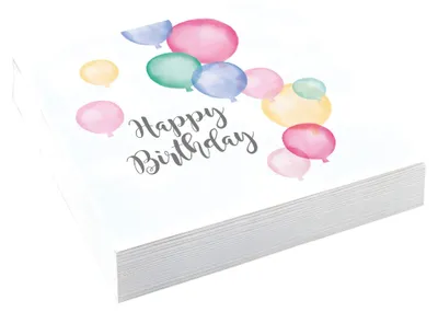 Productafbeelding van Servetten Happy Birthday, 20 stuks, 33 x 33 cm, Pastel
