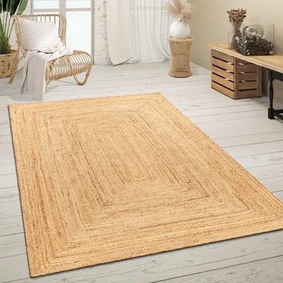 Produktbild von Paco Home Teppich Wohnzimmer Jute Boho Sisal Muster Handgefertigt Naturfaser Geometrisch 160x230 cm