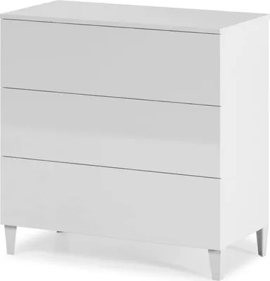 Produktbild von Schubladenschrank Baltimora, Kommode mit 3 Schubladen, Kommode für Schlafzimmer, Moderne Kommode, 80x40h80 cm, Weiß