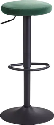Produktbild von Barhocker Samt Grün Hocker ohne Lehne 58 - 79 cm | Küchenhocker Stoff / Metall 100kg | Design Barstuhl Tresenhocker Drehbar Bistrohocker