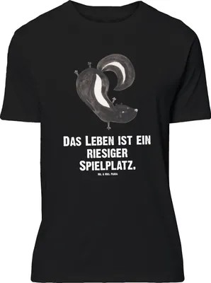 Produktbild von Mr. & Mrs. Panda Größe XL T-Shirt Stinktier Handstand - Schwarz - Geschenk, Shirt, Skunk, Stinker, Spielplatz, mit Spruch, Wildtier, Tshirt, Raubtier
