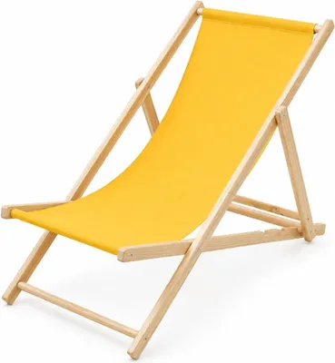 Produktbild von Liegestuhl klappbar aus Holz mit Verstellbarer Rückenlehne, belastbar bis 120 kg (Gelb)