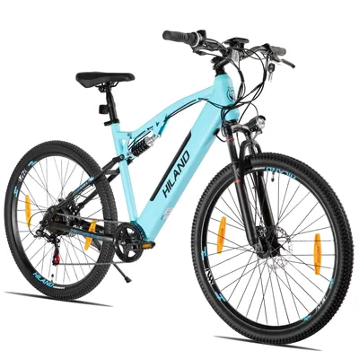 Produktbild von Hiland 26 Zoll 250W Elektro-Mountainbike, 36V 7.8Ah Akku, Elektrofahrrad für Männer Frauen mit Lampe, Gepäckträger, Stoßdämpfende Vorderradgabel, Weiß