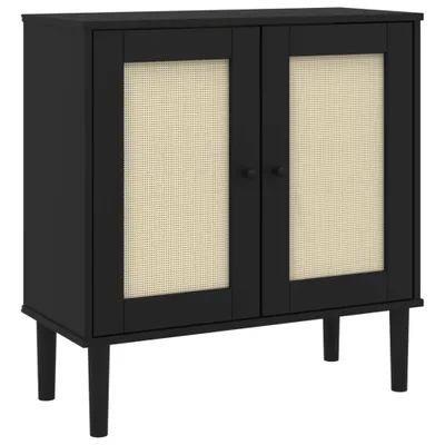 Productafbeelding van SENJA servieskast, rotanlook, zwart, 80 x 35 x 80 cm, van grenenhout