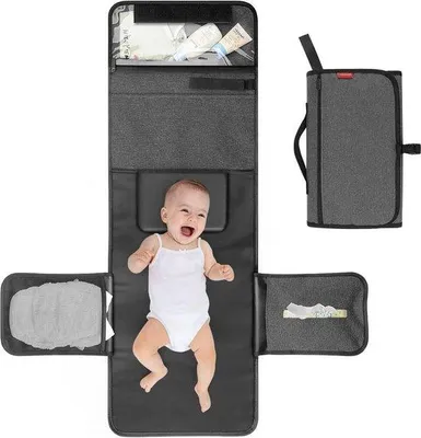 Produktbild von Famanu Wickelmatte Tragbare Wickelunterlage - Faltbare Reise-Wickelmatte mit Aufbewahrungstaschen für Babys