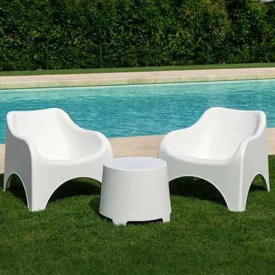 Produktbild von Dmora Garten Lounge Set Cormons Weiß, 2-Sitzer mit Tisch