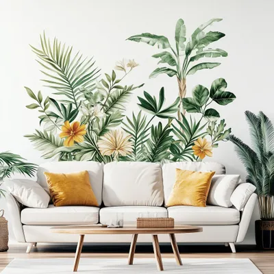 Produktbild von Decords Wandtattoo – tropische Blätter und Blüten, 240 cm