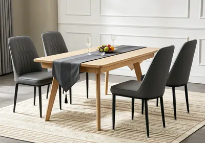 Produktbild von Esszimmerstühle 4er Set Küchenstuhl Wohnzimmerstuhl Polsterstuhl mit Metallbeine Samt Stuhl, Grau