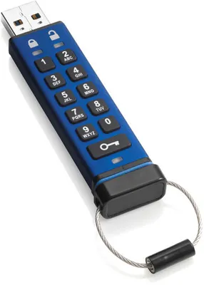 Produktbild von iStorage datAshur Pro USB3 256-bit 64GB, 64 GB, USB Typ-A, 3.2 Gen 1 (3.1 Gen 1), 170 MB/s, Schutzhülle, Blau