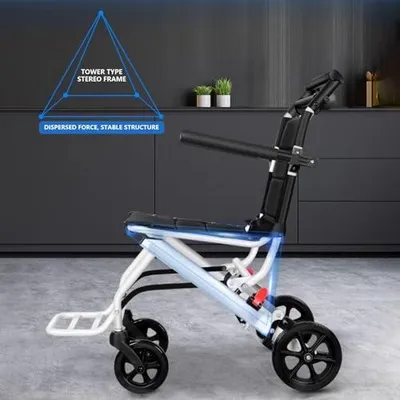 Productafbeelding van Lichte rolstoel, 6,2 kg, inklapbare rolstoel voor volwassenen en senioren, draagvermogen 81,6 kg, aluminium, draagbare rolstoelen met grote wielen voor ouderen