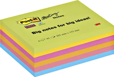 Produktbild von Post-it Haftnotiz Meeting Notes 8645-6SS-EU 203x152mm sort. 6x45Bl.