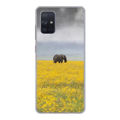 Produktbild von MuchoWow® Handyhülle Schutzhülle Hülle für Samsung Galaxy A51 Elefant - Blumen - Natur - Gelb - Tiere Silikon Softcase Handy Hülle - Schutzabdeckung