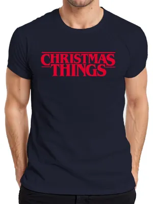 Zdjęcie produktu dla Koszulka męska Demogorgon z serii Christmas Things Stranger Christmas Gift, granatowy, L