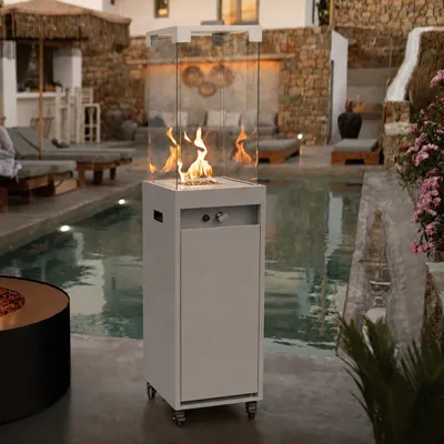 Image de Planika Faro [Foyer à gaz mobile d'extérieur] : avec housse de protection - gris soie