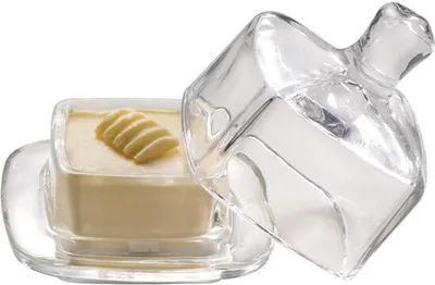 Produktbild von APS Butterservierer 15926 aus Glas mit Glochè BxTxH: 9 x 9 x 9 cm