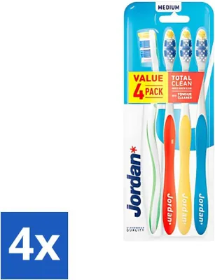 Zdjęcie produktu dla Szczoteczka do zębów Jordan Total Clean Medium 4 sztuki w opakowaniu 4 szt