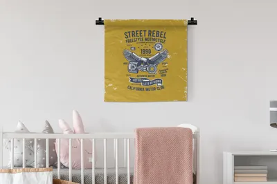 Produktbild von MuchoWow® Wandteppich Wandbehang Vogel - Motor - Retro 60x60 cm Tapisserie Dekoration Wandtuch - Dekorationen - Wand Decke