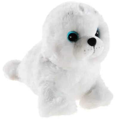 Produktbild von Plüschrobbe Kuscheltier MISANIMO weiß, 22 cm, blaue Kulleraugen