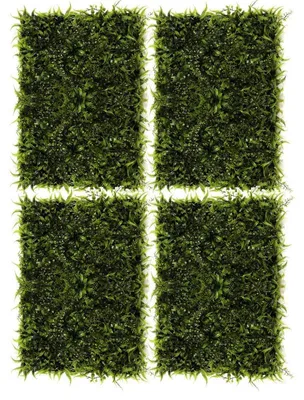 Image de Lot de 4 Panneaux Mur Végétal Artificiel 60 x 40 cm Décoration Murale 1 m²