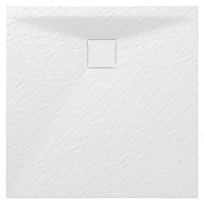Produktbild von Granitan - Duschwanne - Duschtasse - 90x80 cm - Weiß - Antirutsch - Steinoptik - Dusche - TEJA