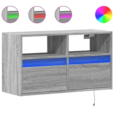 Produktbild von TV-Wandschrank mit LED-Beleuchtung Grau Sonoma 80x31x45 cm