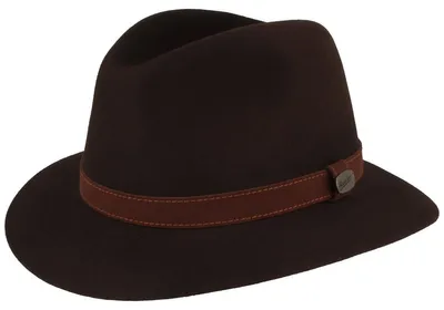 Borsalino feiner Hasenhaarhut Rustico Traveller mit Lederband in braun
