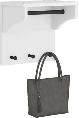 Produktbild von "2026 Promotion" Wandgarderobe SANDNES Weiß 43x30x42 cm Massivholz Kiefer - Wandgarderoben und Haken CC23599