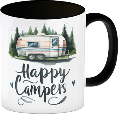 Produktbild von Happy Campers Kaffeebecher in schwarz