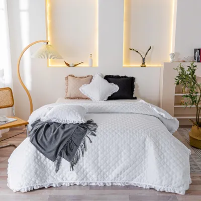 Produktbild von Weiße Bettdecke gesteppt doppelseitig Tröster 160x220CM PLED FALBANKS RUFFY