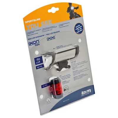Produktbild von B&M LED Batteriebeleuchtung Kombi-Set IXON Core/ IXXI, 50 LUX, AS