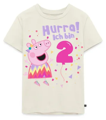 Produktbild von Spreadshirt Peppa Wutz Hurra Ich Bin 2 Jahre Kinder Premium T-Shirt, 122/128 (6 Jahre), Naturweiß