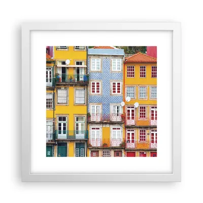 Produktbild von Gerahmtes Poster - Weißer Rahmen - Casas Ribeira Porto - 30x30 cm - Wand Bild - Wanddeko - Wandbilder - Kunstposter - Wandposter - Bilderrahmen - Bilder - Kunstdruck - Wandbild - P2WAC30x30-4249