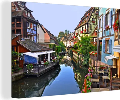 Produktbild von OneMillionCanvasses® - Leinwandbilder - 140x90 cm, Colmar an einem ruhigen Tag, Wandbilder Kunstdruck Wanddekoration