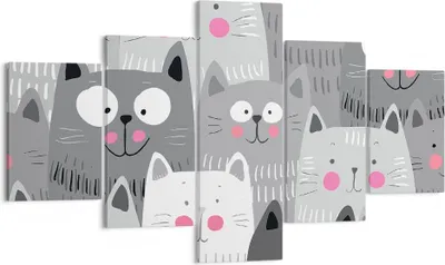 Produktbild von Bild auf Leinwand - Leinwandbild - Kittys Tiere Illustration - 125x70cm - Wand Bild - Wanddeko - Leinwanddruck - Bilder - Kunstdruck - Wanddekoration - Leinwand bilder - Wandkunst - EA125x70-2890