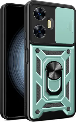 Produktbild von Hülle für Realme C55 mit Ring Ständer Halter Dia Kameraschutz TPU PC Hybrid Handyhülle Grün