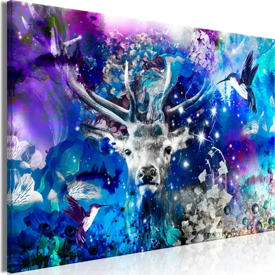 Produktbild von Modernes Wandbild Hirsch 120x80 - 1 Teile Bilder Fotografie auf Vlies Leinwand Foto Bild Dekoration Wand Bilder Kunstdruck Tiere Abstrakt g-C-0256-b-a