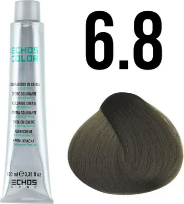 Produktbild von ECHOSLINE | Haarfarbe 6.8 - 100ml - Professionelle Kolorierung - Mit Vitamin C - Für graue Haare