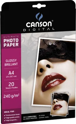 Obrázok produktu pre Canson C200004329, Lesk, 270 g/m², Inkjet, A4, 21x29.7 cm, Biela