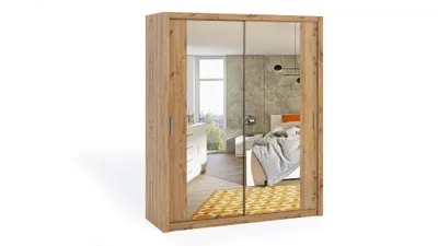 Produktbild von Bono Schwebetürenschrank 180 cm mit Spiegel, Artisan-Eiche