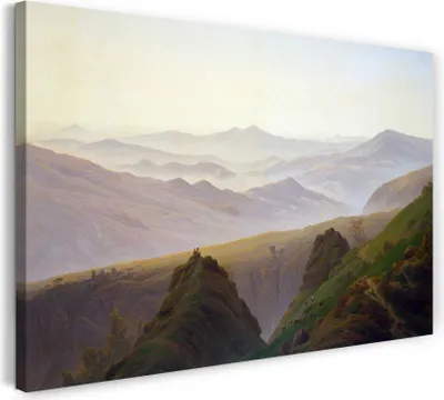Produktbild von Leinwandbild (120x80cm): Caspar David Friedrich - Morgens in den Bergen, echter Holz-Keilrahmen inkl. Aufhänger, handgefertigt in Deutschland